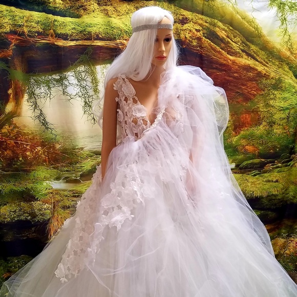 Sebrina Love / Sebrina Love Bridals Dresses & Skirts - ADHIRA 4pc 3D Lace Tulle Sari Wedding Ballgown